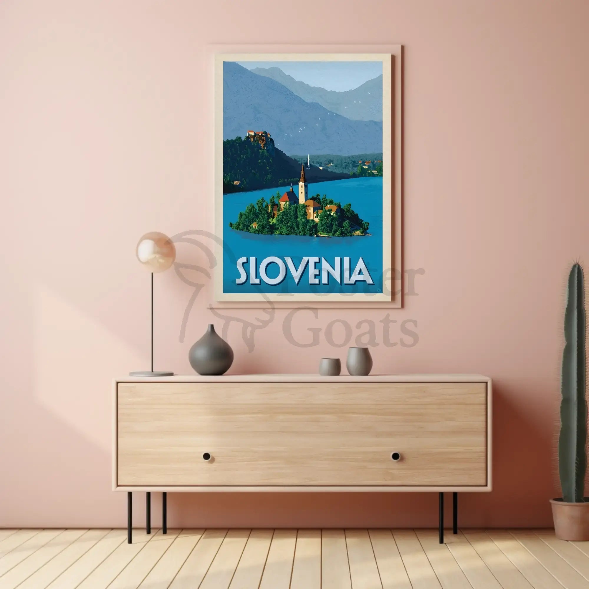 Scenic Slovenia Lake Bled Travel Poster PosterGoat