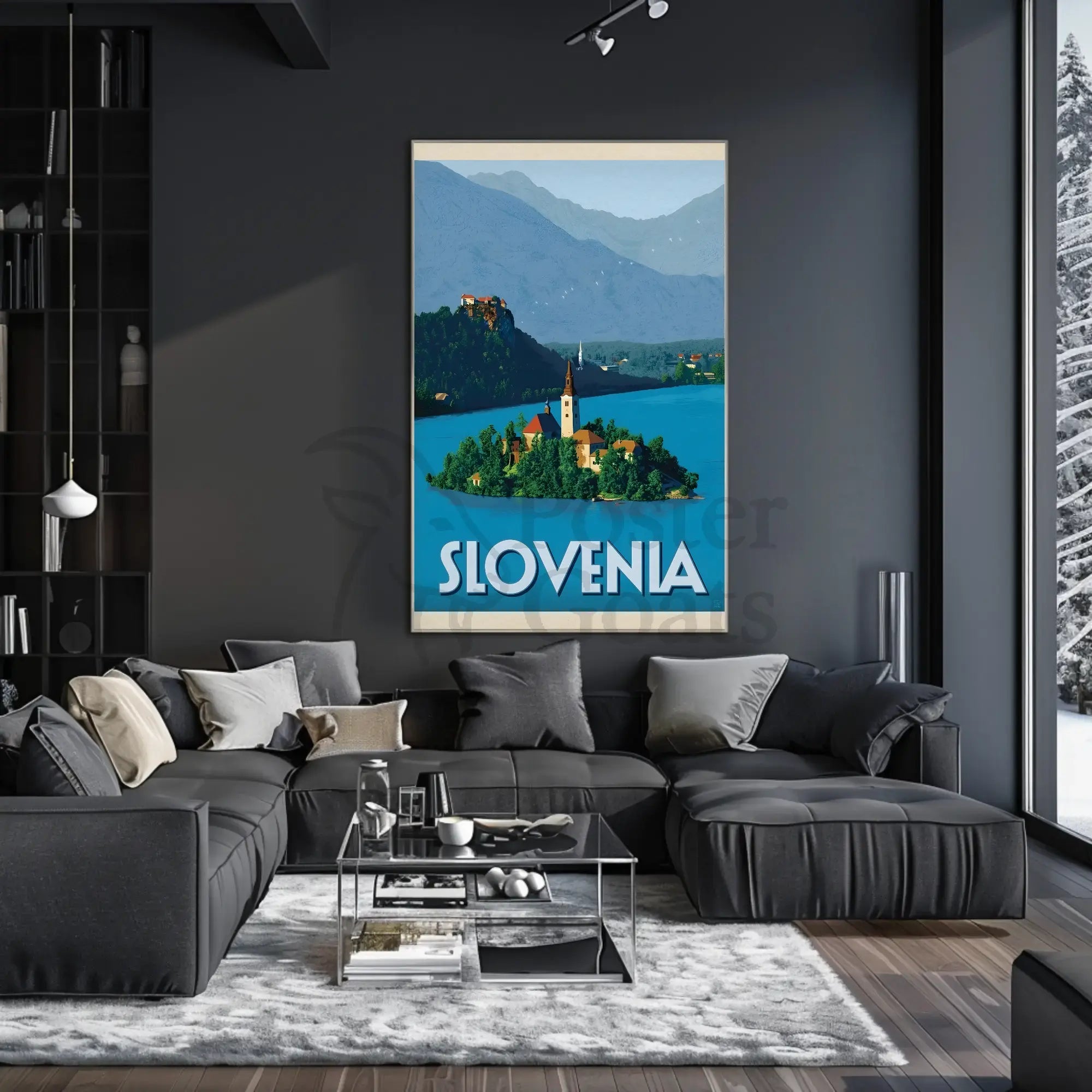 Scenic Slovenia Lake Bled Travel Poster PosterGoat