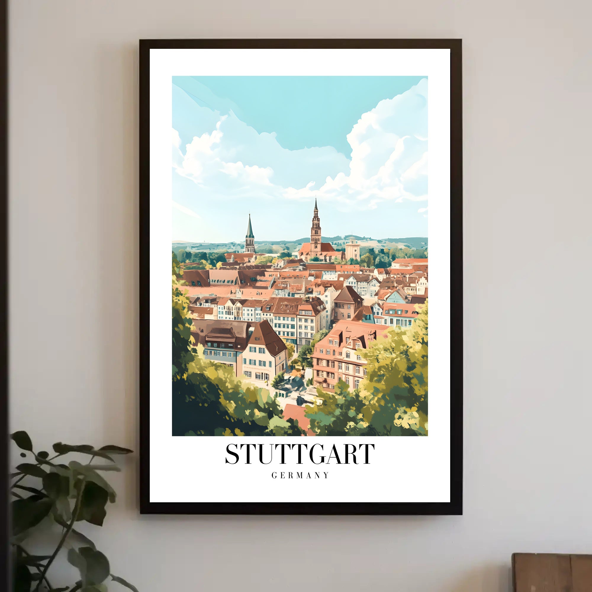Scenic Stuttgart Urban Landscape Travel Poster PosterGoat