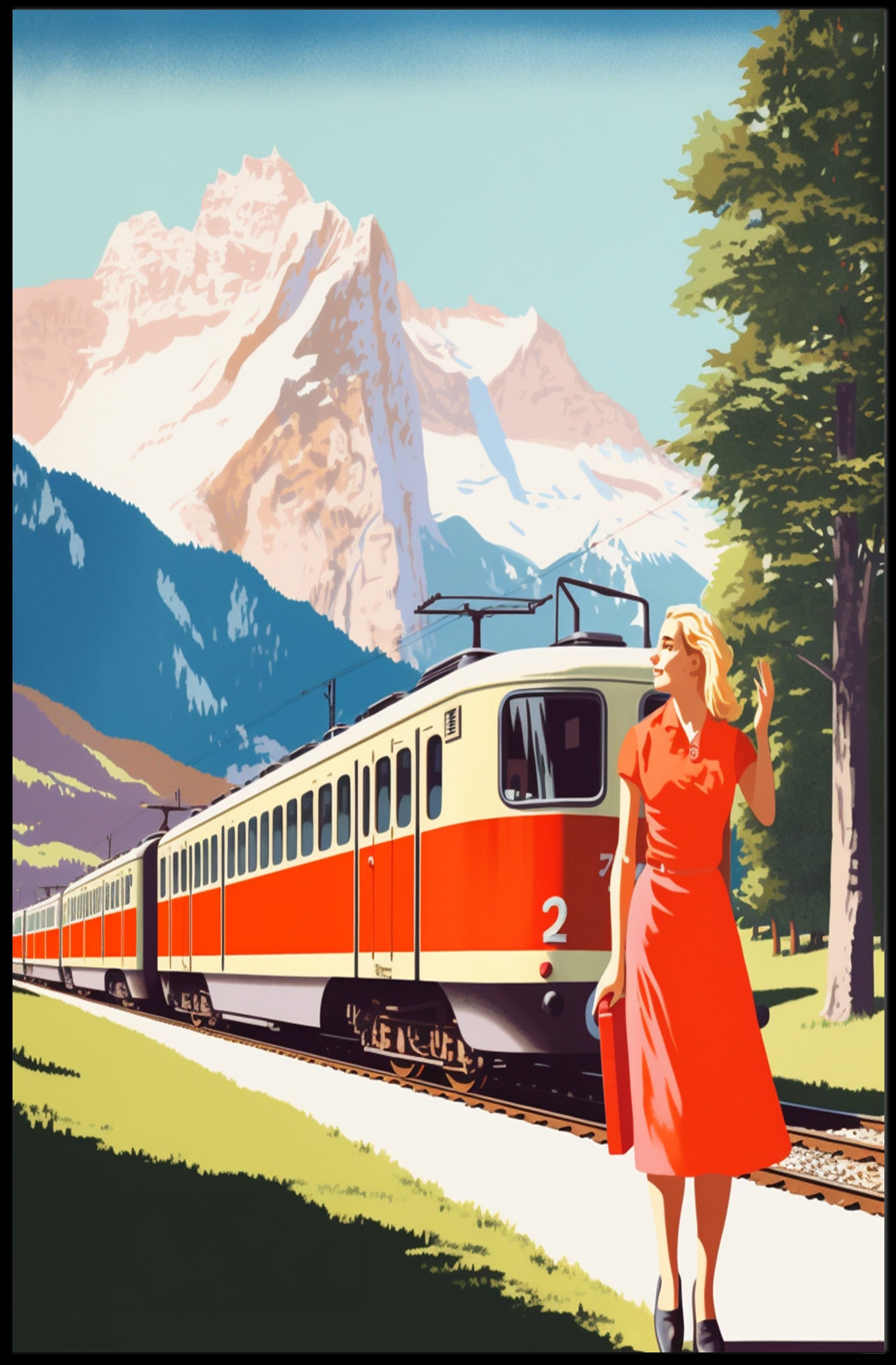 Scenic Train Adventure in Swiss Alps Travel Poster PosterGoat