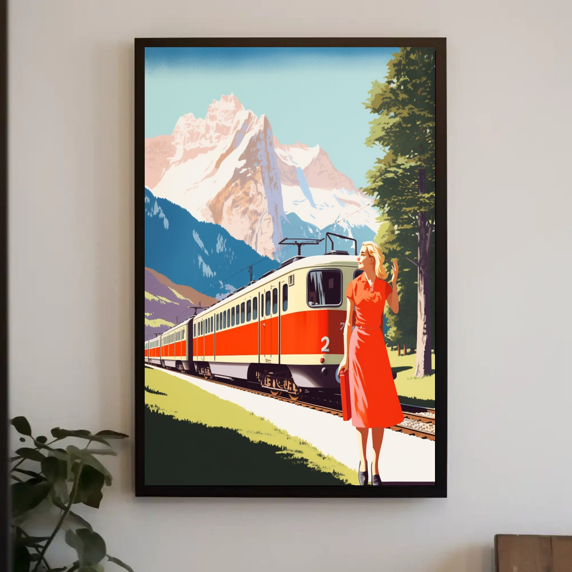 Scenic Train Adventure in Swiss Alps Travel Poster PosterGoat