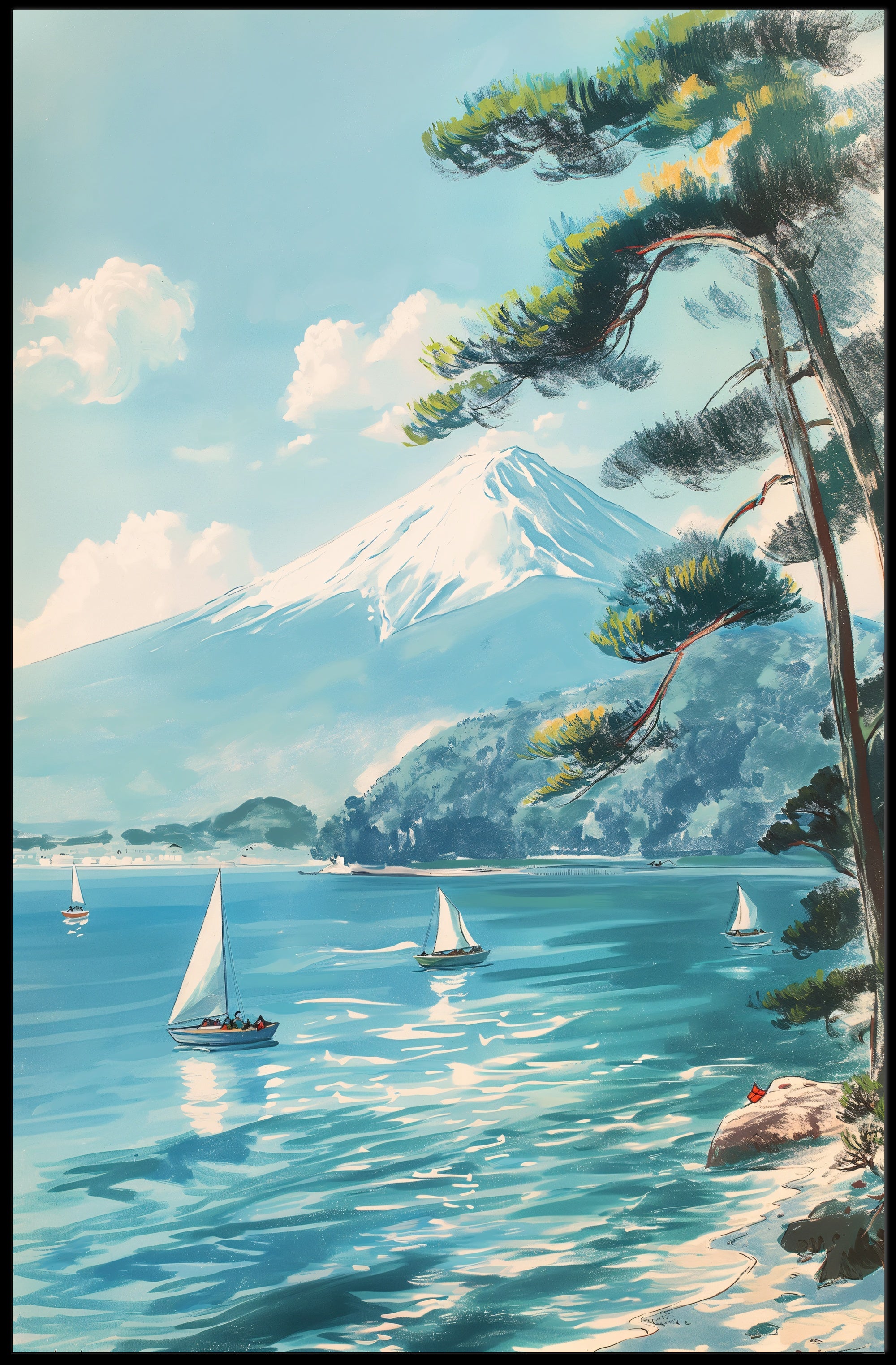 Scenic Tranquil Lake and Mountain Travel Poster PosterGoat