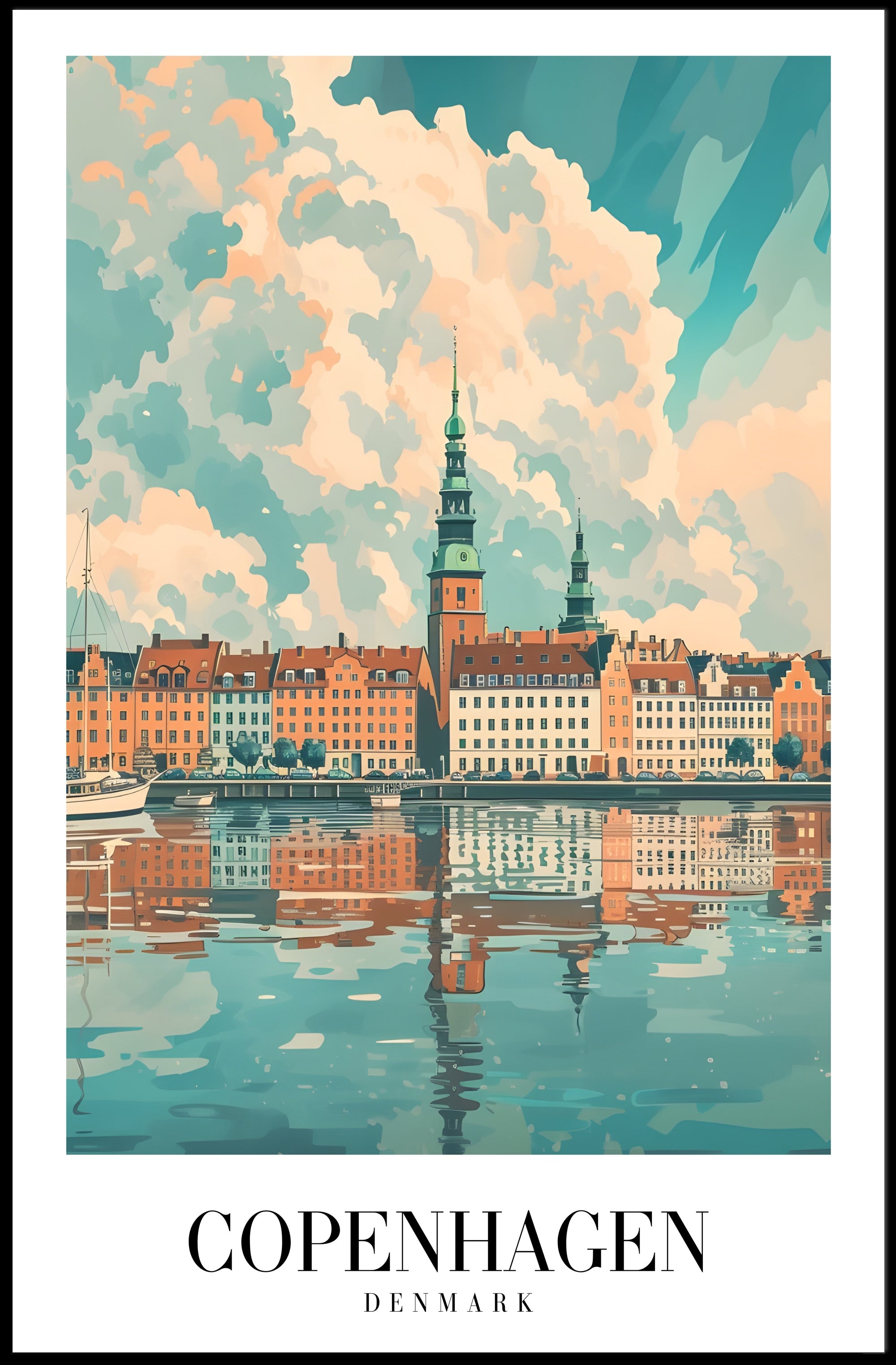 Scenic View of Copenhagen Waterfront Urban or Cityscape Poster PosterGoat