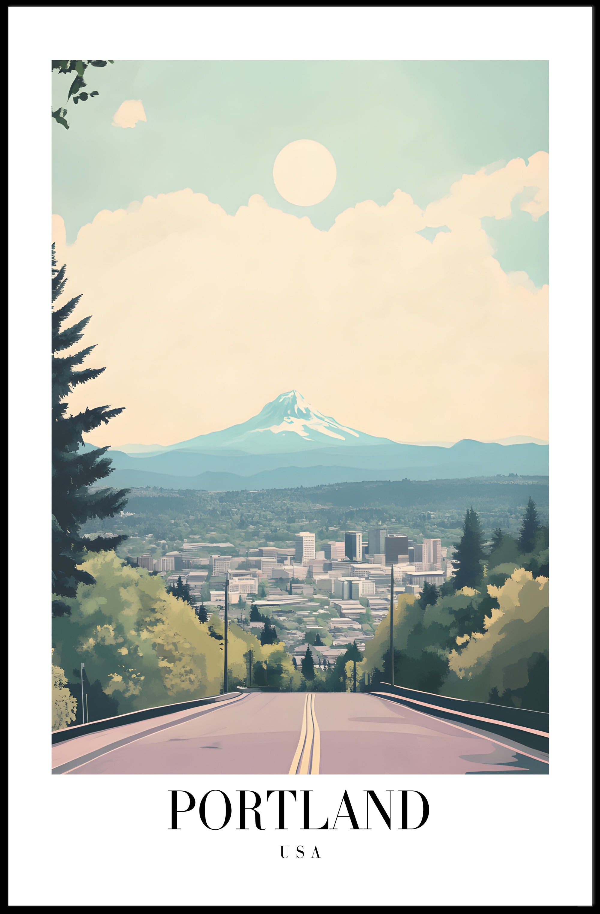 Scenic View of Portland, USA Travel Poster PosterGoat