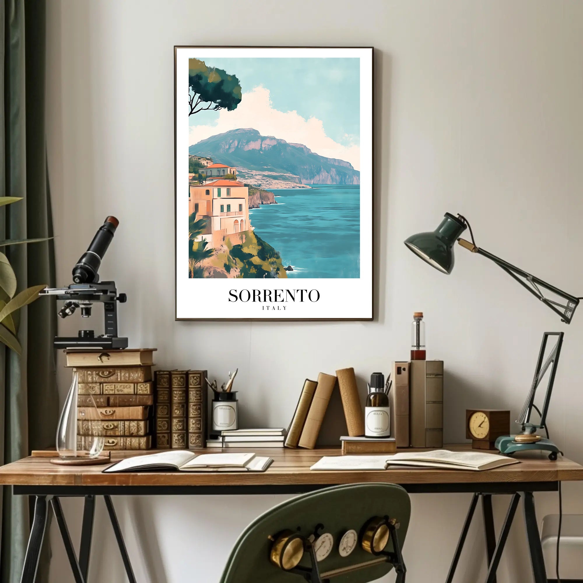 Scenic Vintage Sorrento Coastline View Travel Poster PosterGoat