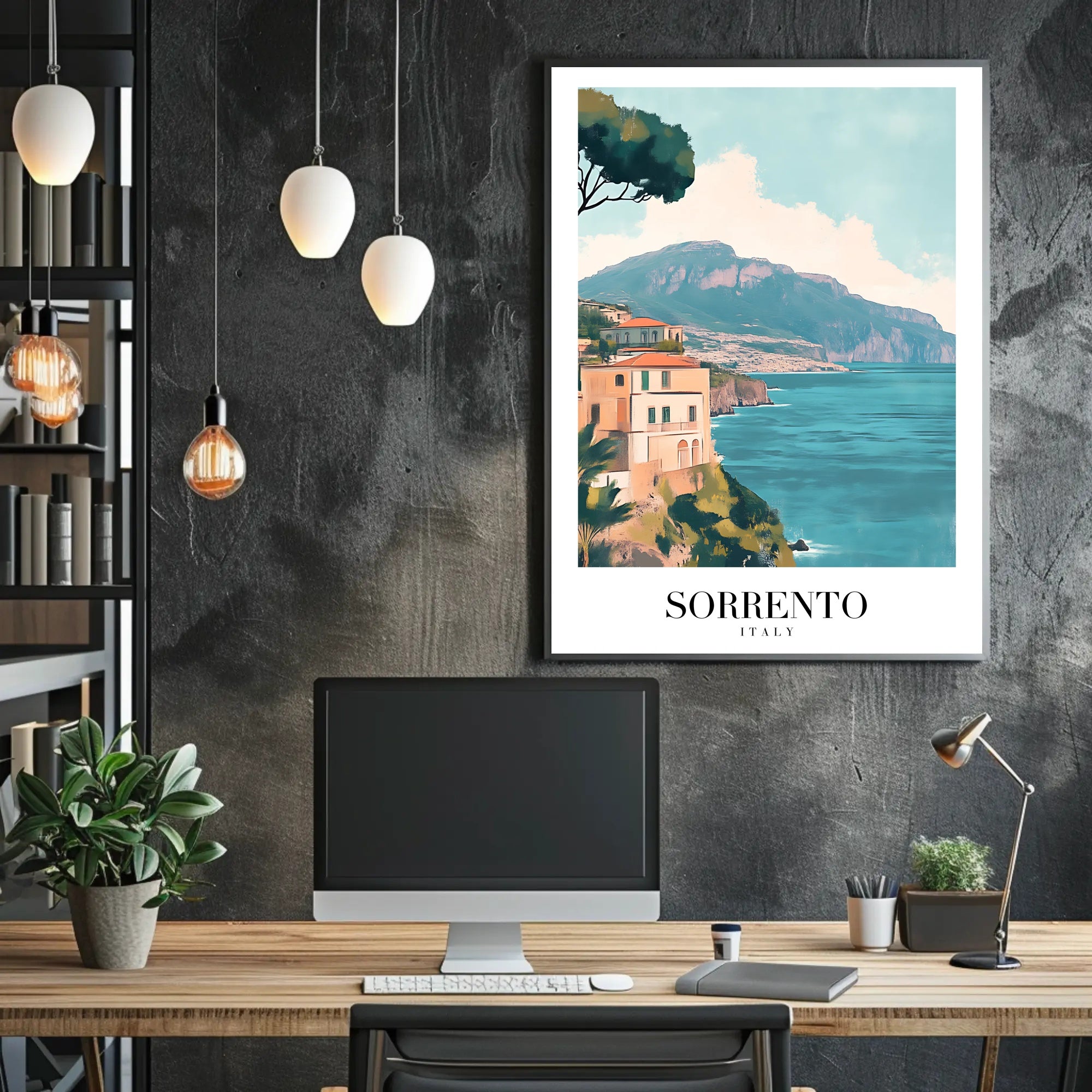 Scenic Vintage Sorrento Coastline View Travel Poster PosterGoat