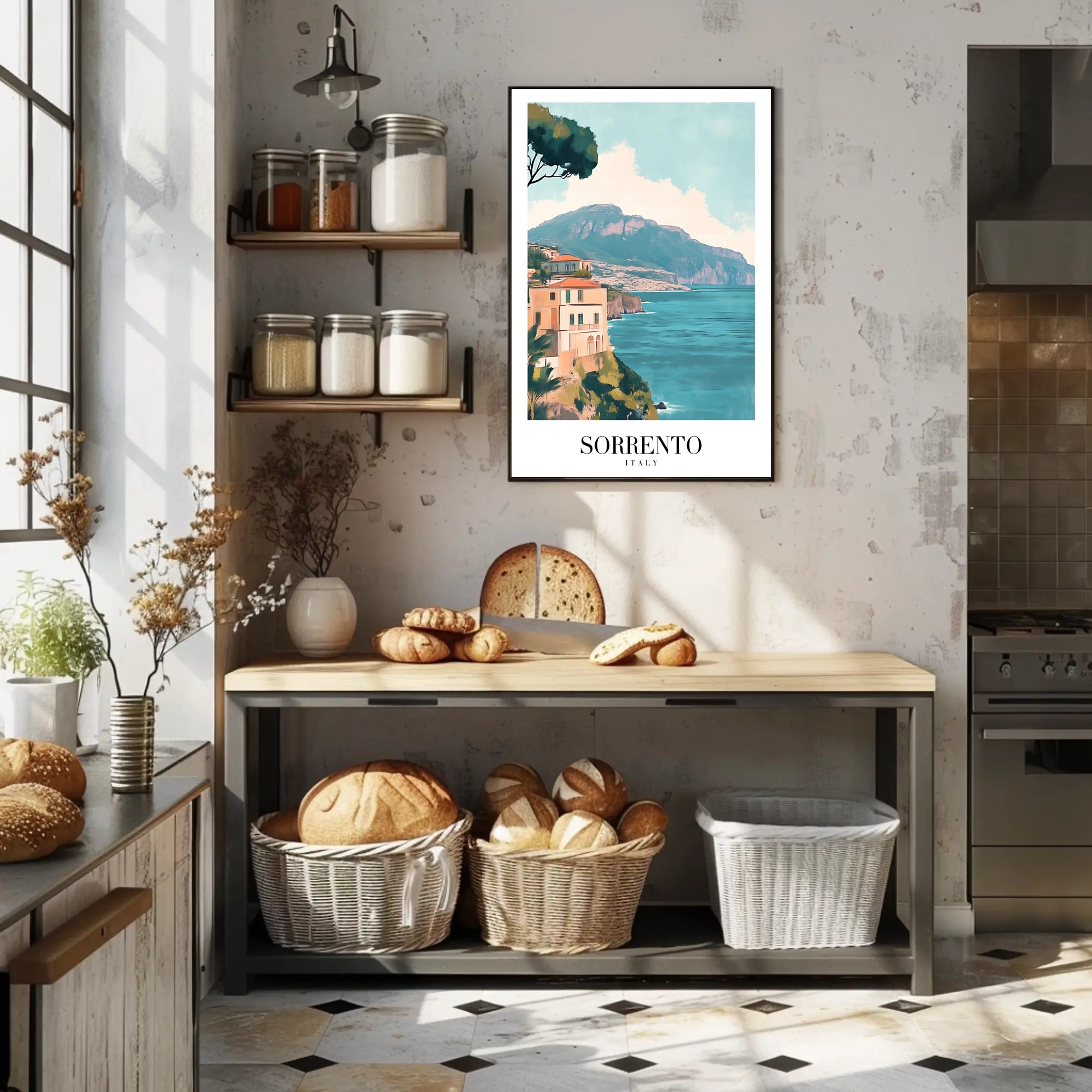 Scenic Vintage Sorrento Coastline View Travel Poster PosterGoat