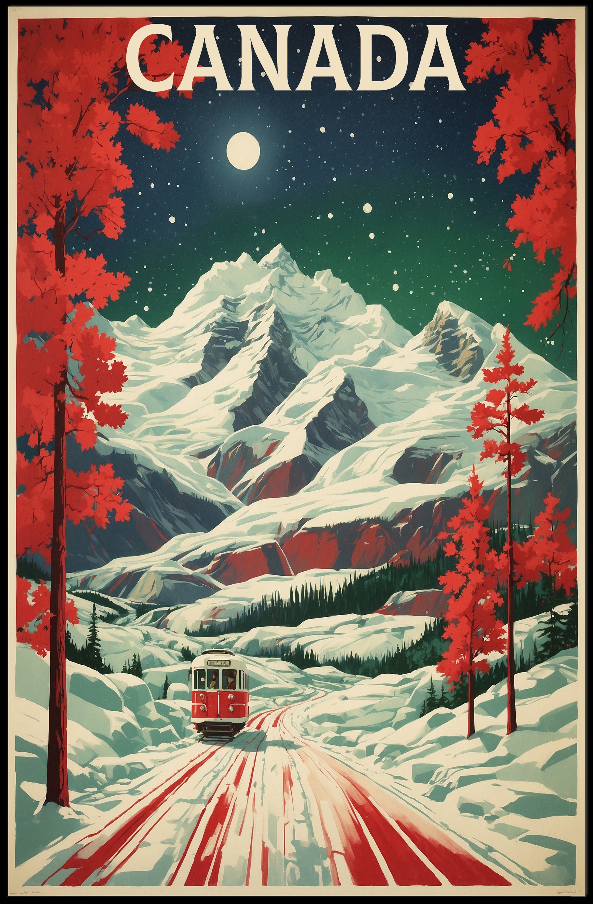 Scenic Vintage Winter Travel Poster PosterGoat