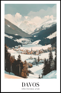 Scenic Winter Landscape of Davos Travel Poster PosterGoat