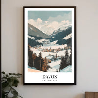 Scenic Winter Landscape of Davos Travel Poster PosterGoat