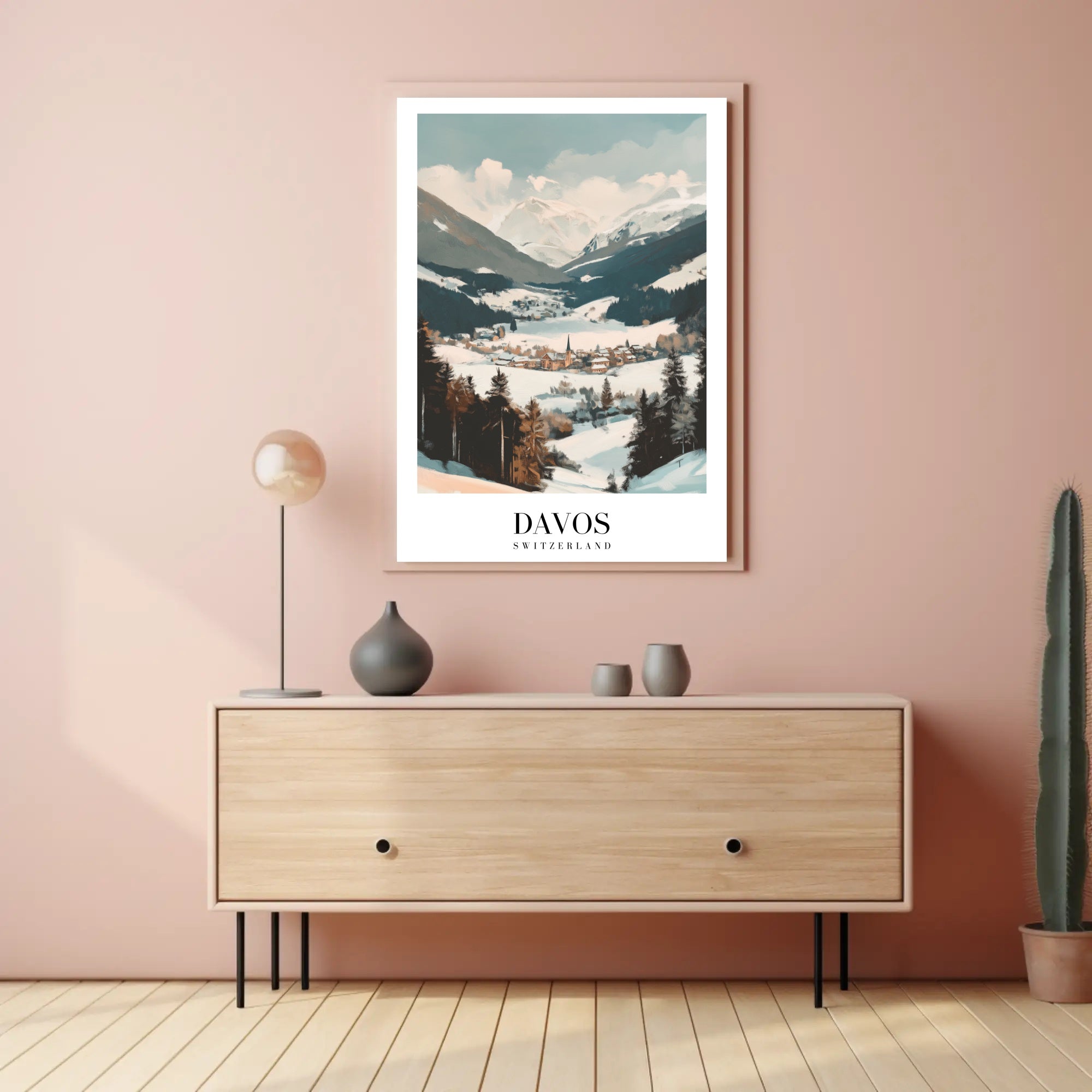Scenic Winter Landscape of Davos Travel Poster PosterGoat