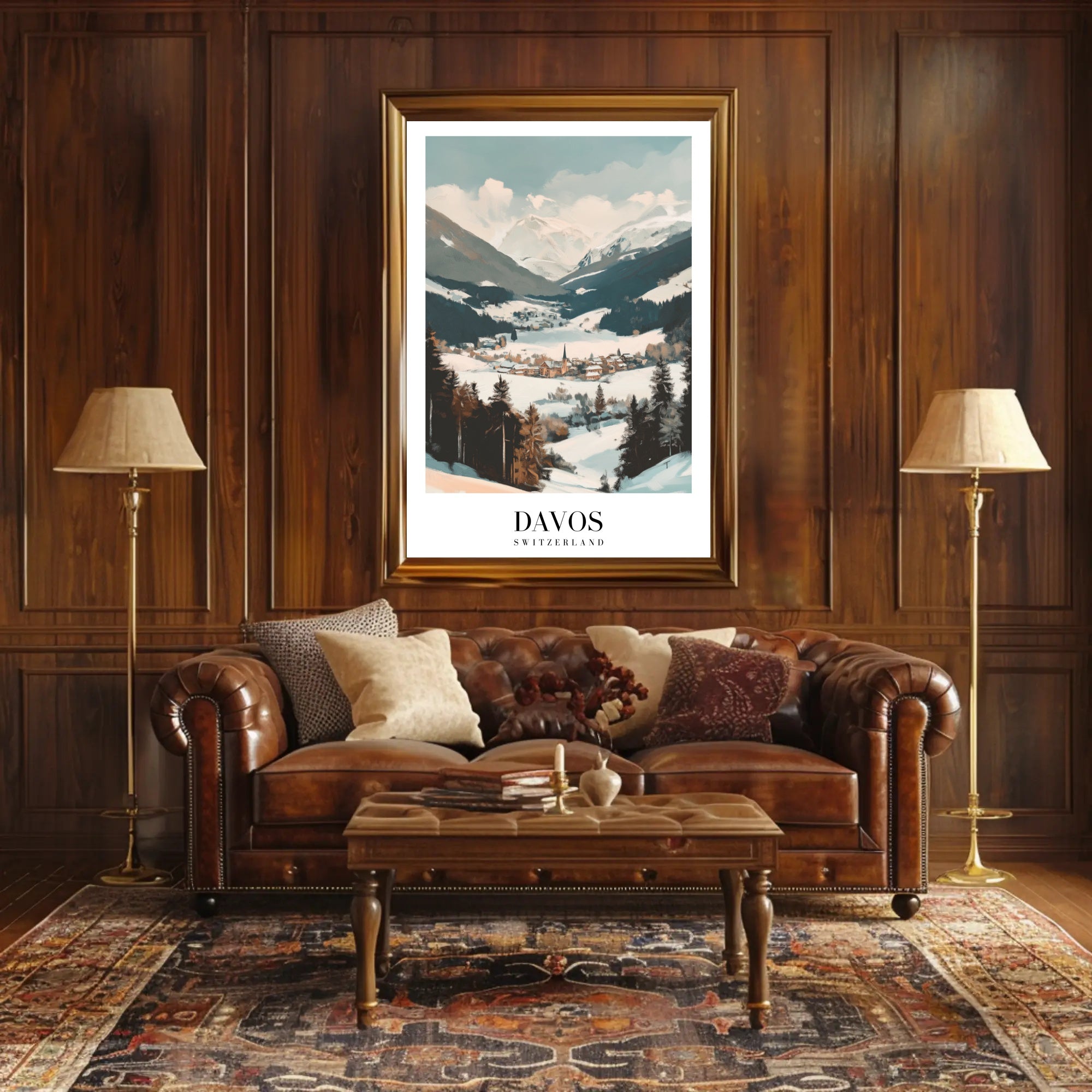 Scenic Winter Landscape of Davos Travel Poster PosterGoat