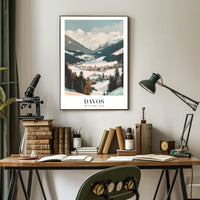 Scenic Winter Landscape of Davos Travel Poster PosterGoat
