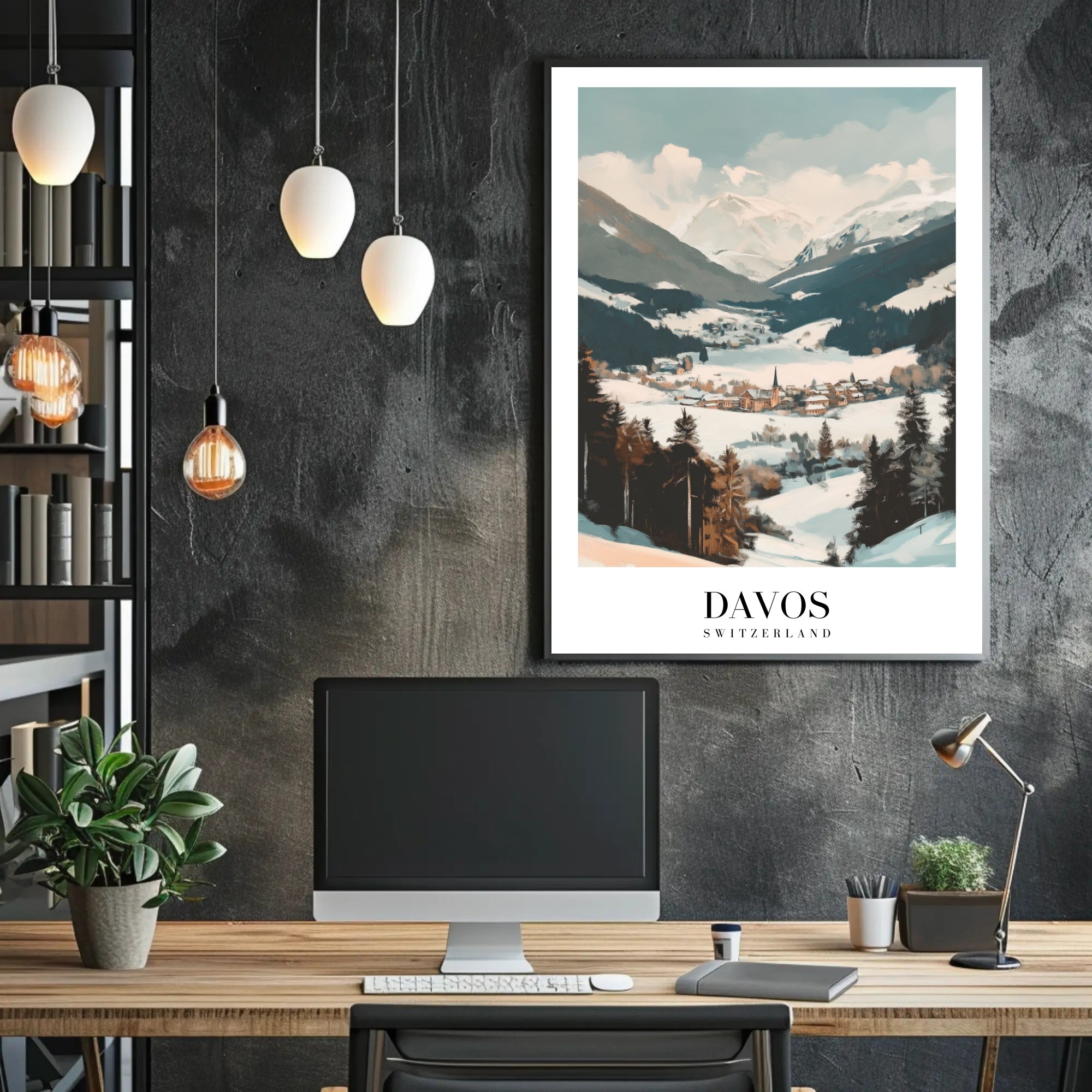 Scenic Winter Landscape of Davos Travel Poster PosterGoat
