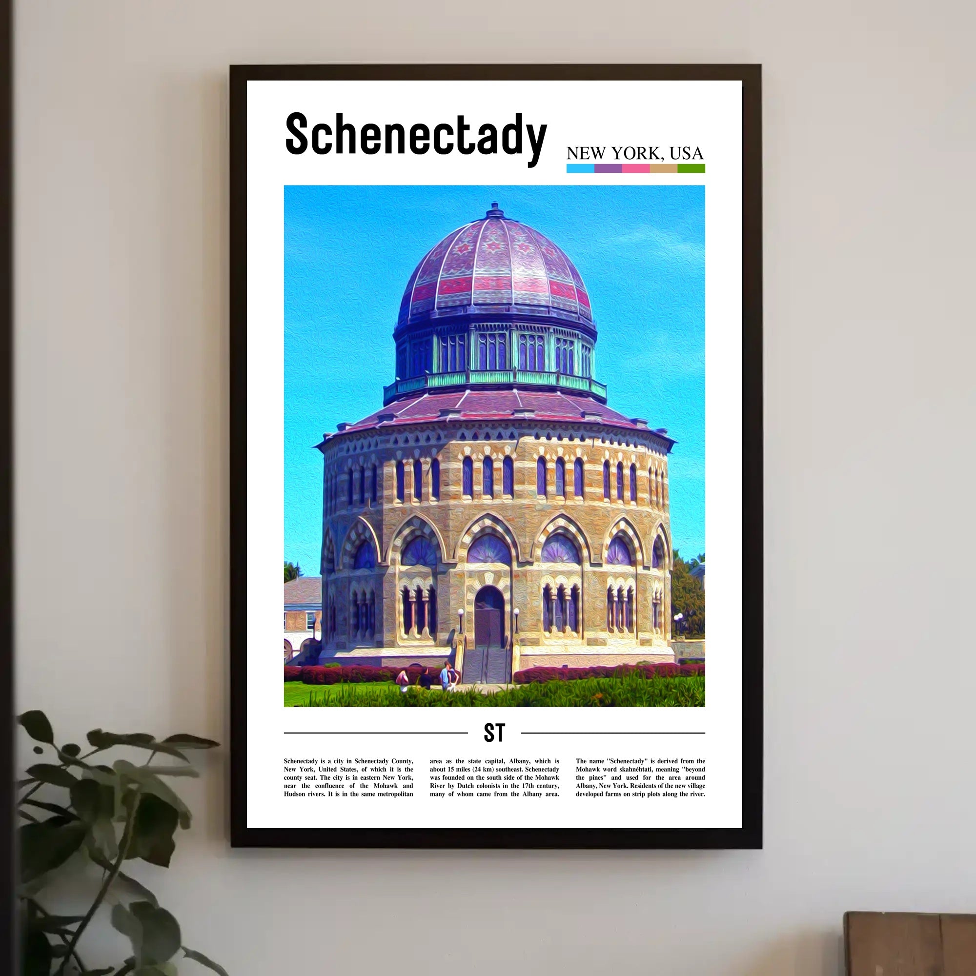 Schenectady Cityscape Architectural Heritage Travel Poster PosterGoat