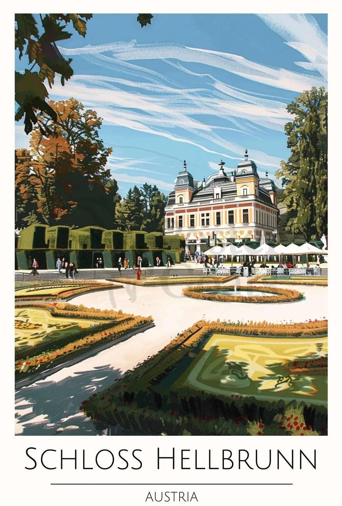 Schloss Hellbrunn Travel Poster: Architectural Elegance in Austria PosterGoat