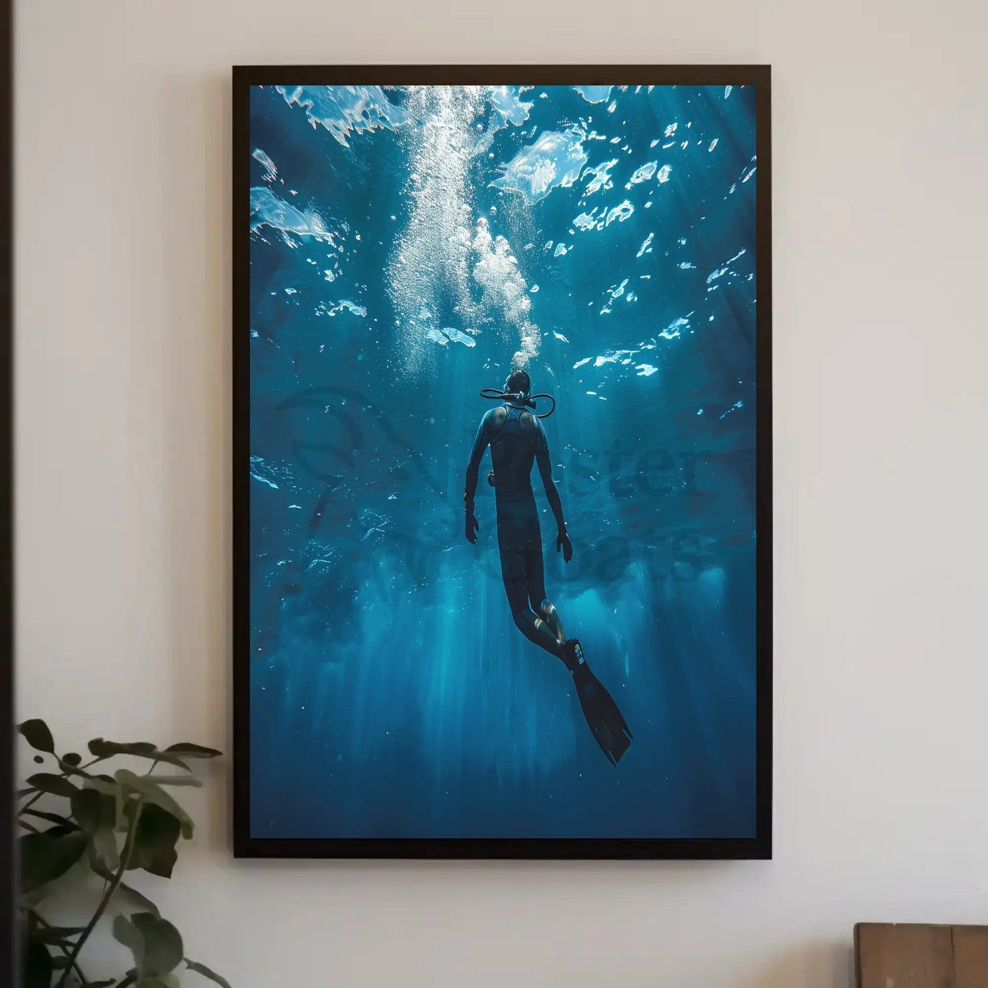 Scuba Diving in Tranquil Underwater Ocean Adventure Travel Poster PosterGoat