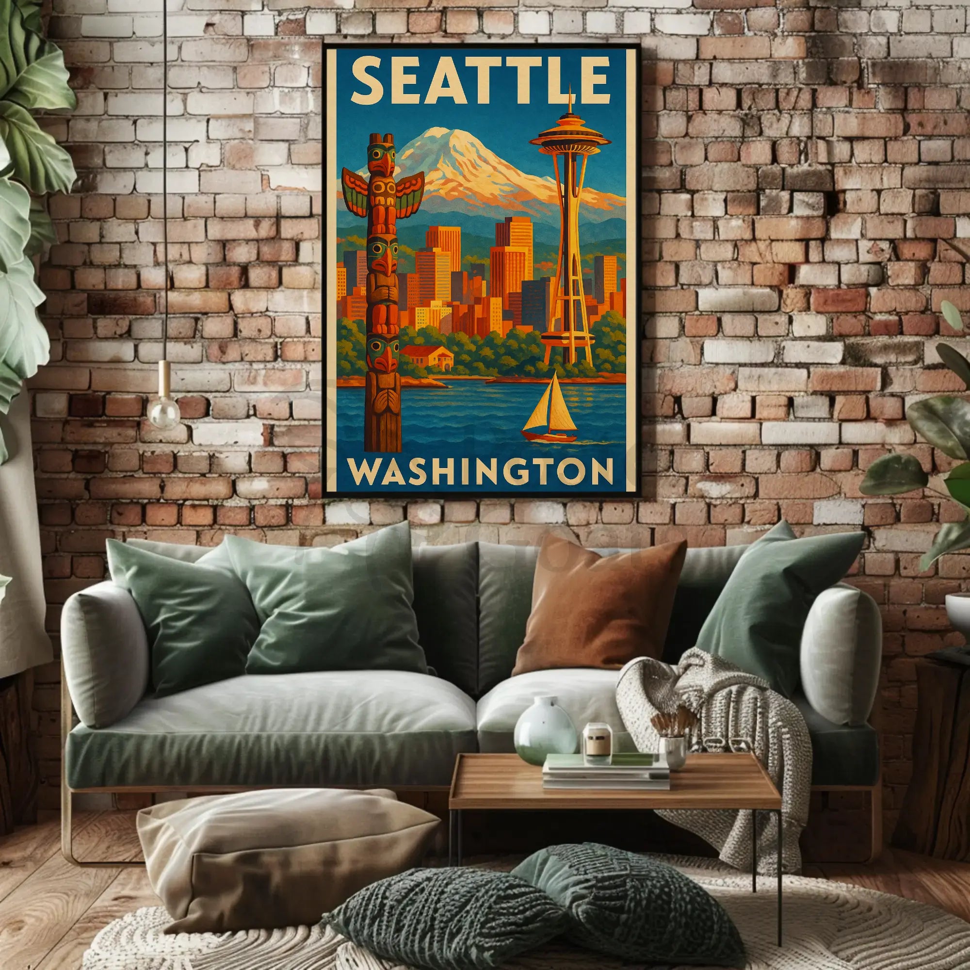 Seattle's Iconic Skyline Vintage Travel Poster PosterGoat
