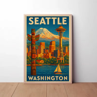 Seattle's Iconic Skyline Vintage Travel Poster PosterGoat