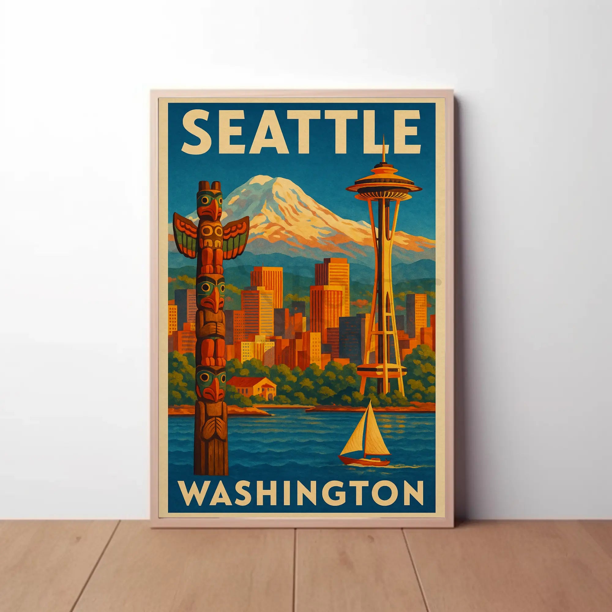 Seattle's Iconic Skyline Vintage Travel Poster PosterGoat
