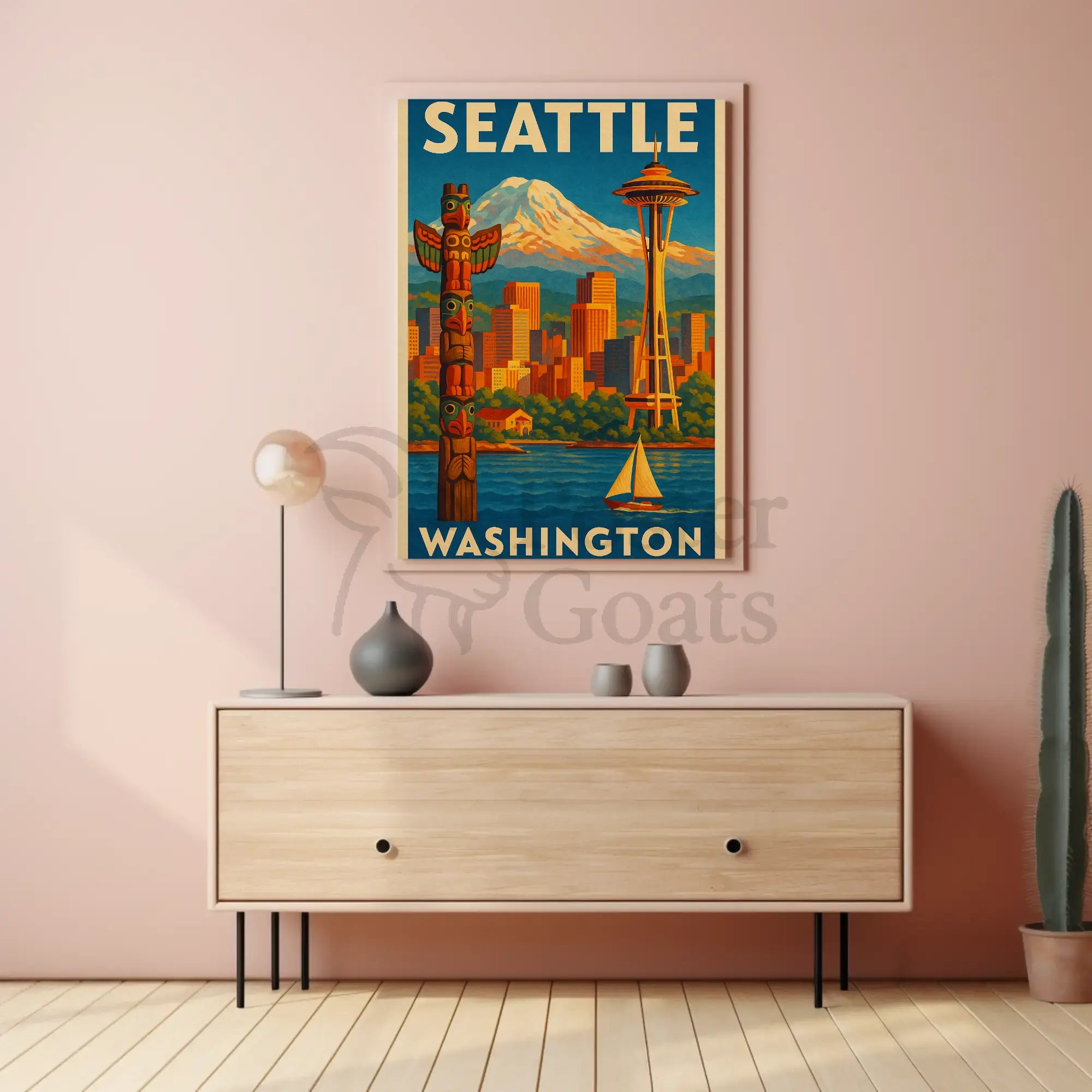 Seattle's Iconic Skyline Vintage Travel Poster PosterGoat