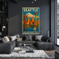 Seattle's Iconic Skyline Vintage Travel Poster PosterGoat