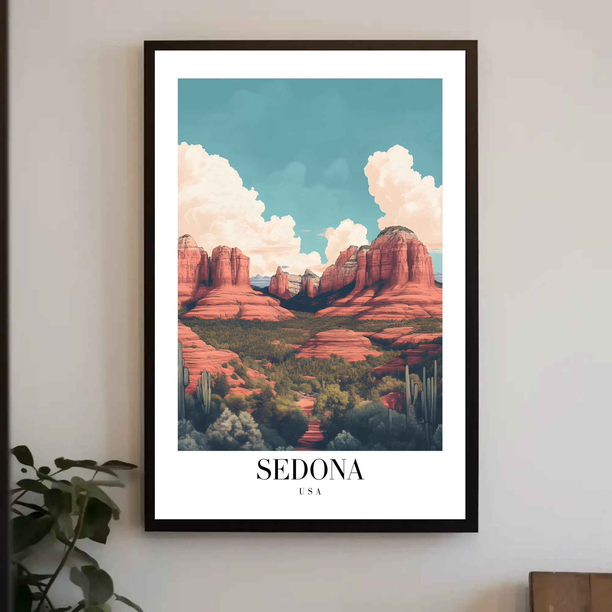 Sedona Red Rock Scenic Modern Illustrative Travel Poster PosterGoat