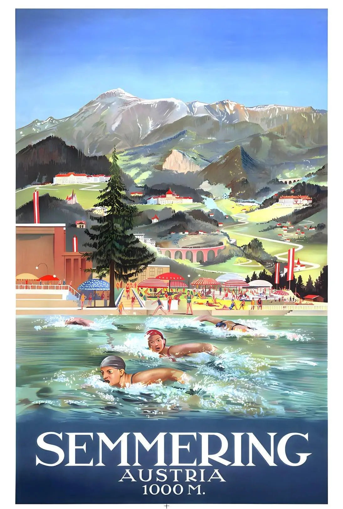 Semmering Austria Scenic Adventure Mid-Century Travel Poster PosterGoat