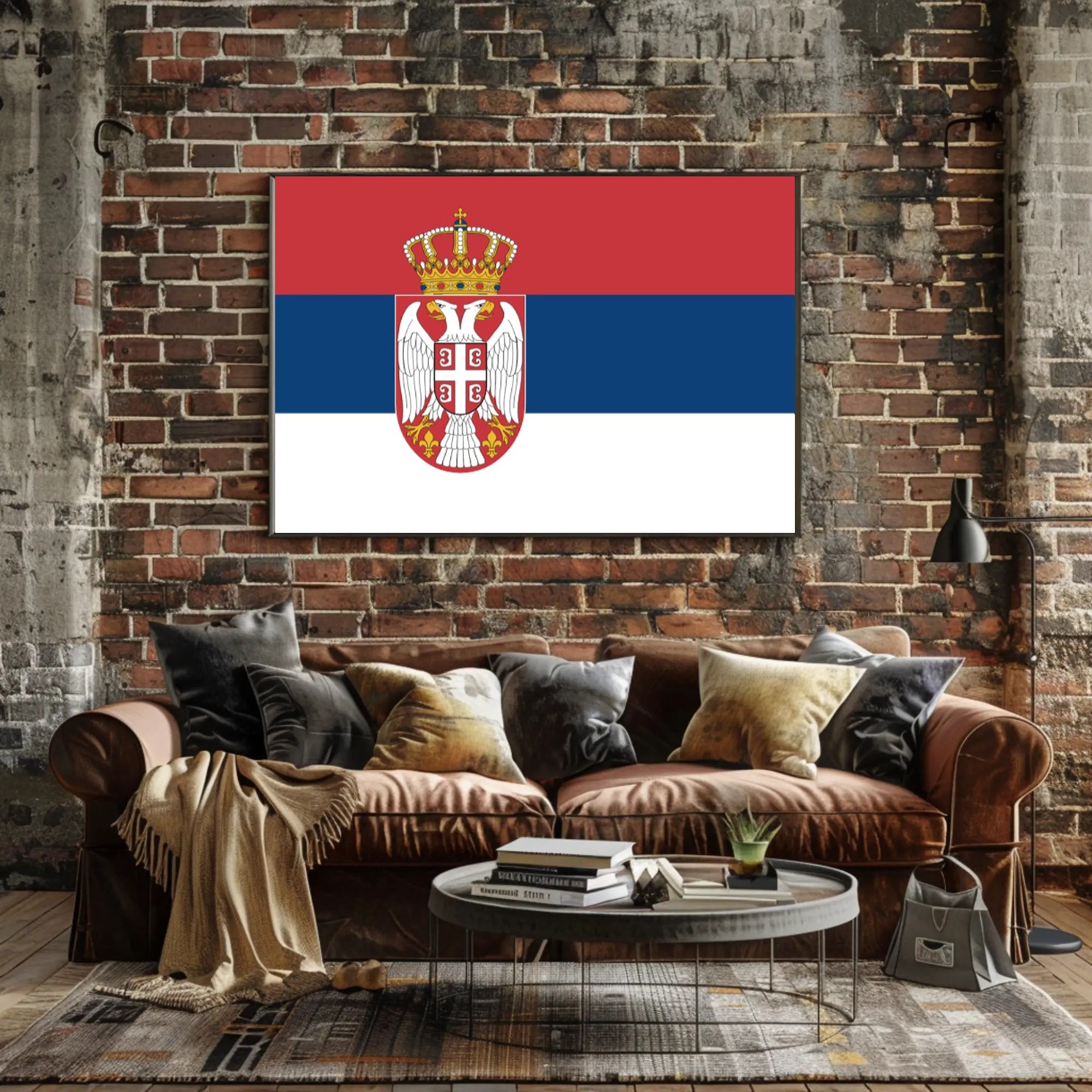 Serbia Flag Patriotic National Symbol Country Flag Poster PosterGoat