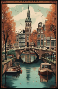 Serene Amsterdam Canal Autumn Cityscape Urban or Cityscape Poster PosterGoat