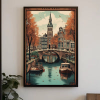 Serene Amsterdam Canal Autumn Cityscape Urban or Cityscape Poster PosterGoat