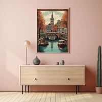 Serene Amsterdam Canal Autumn Cityscape Urban or Cityscape Poster PosterGoat