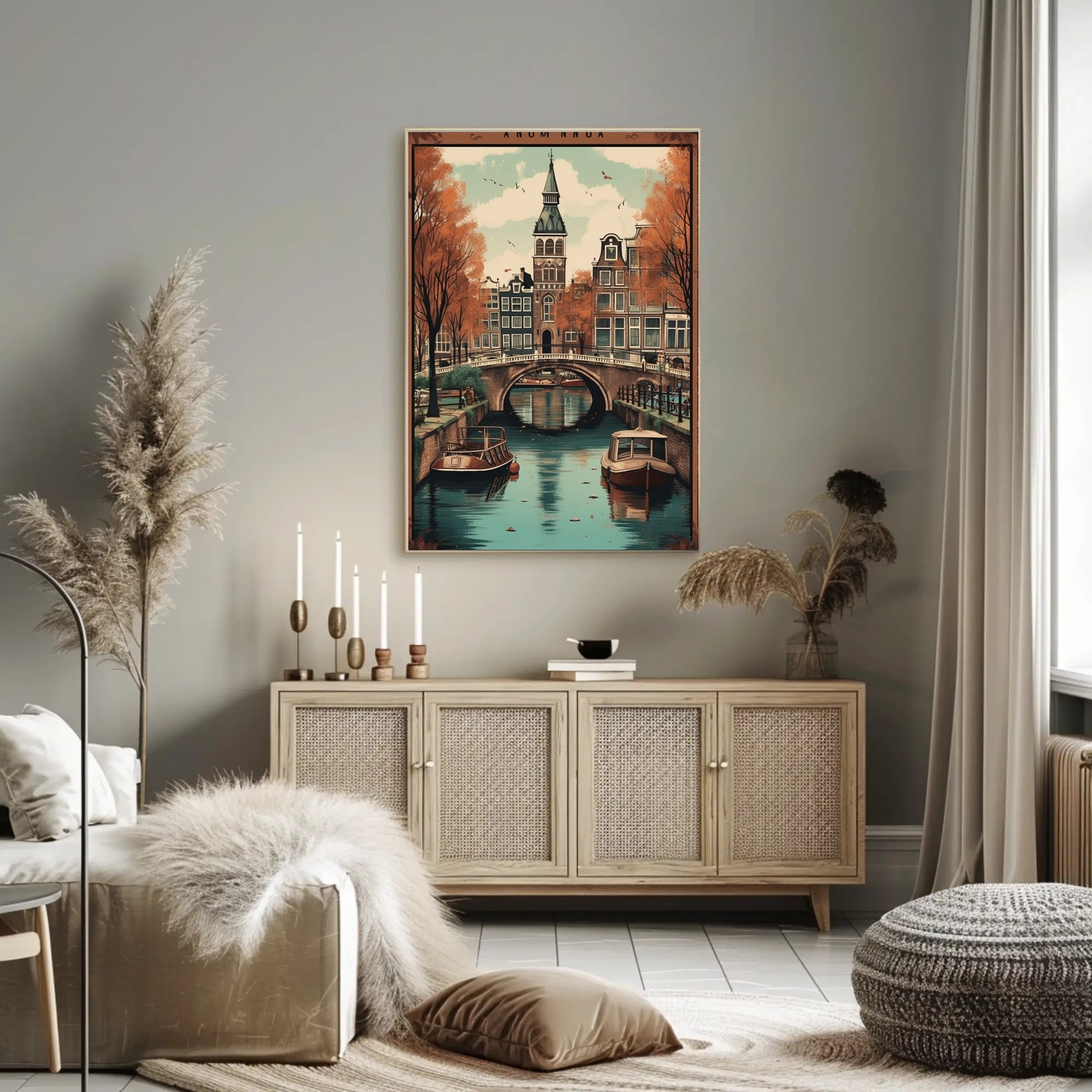 Serene Amsterdam Canal Autumn Cityscape Urban or Cityscape Poster PosterGoat