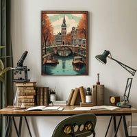 Serene Amsterdam Canal Autumn Cityscape Urban or Cityscape Poster PosterGoat