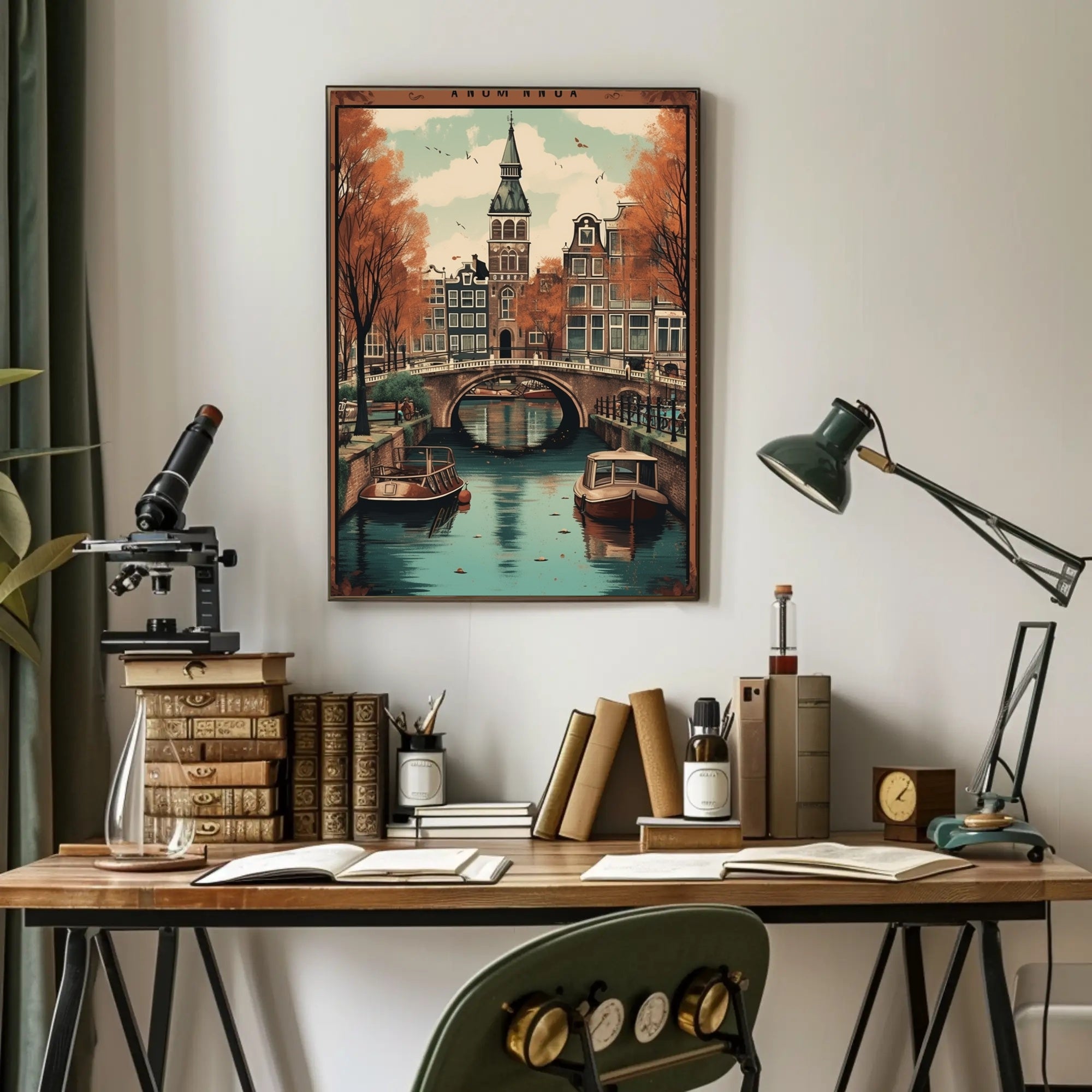 Serene Amsterdam Canal Autumn Cityscape Urban or Cityscape Poster PosterGoat