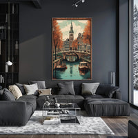 Serene Amsterdam Canal Autumn Cityscape Urban or Cityscape Poster PosterGoat