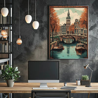Serene Amsterdam Canal Autumn Cityscape Urban or Cityscape Poster PosterGoat
