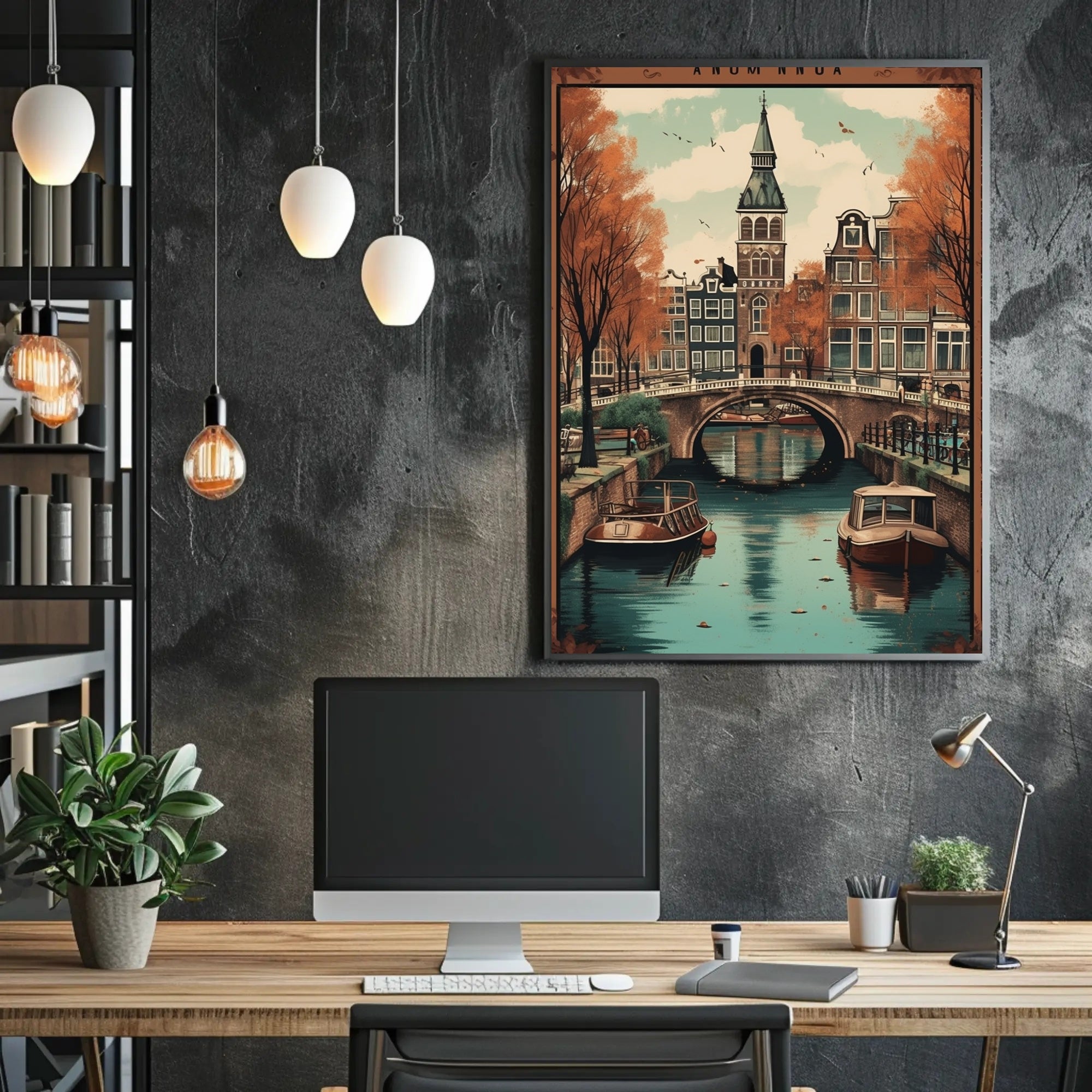 Serene Amsterdam Canal Autumn Cityscape Urban or Cityscape Poster PosterGoat