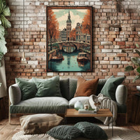 Serene Amsterdam Canal Autumn Cityscape Urban or Cityscape Poster PosterGoat