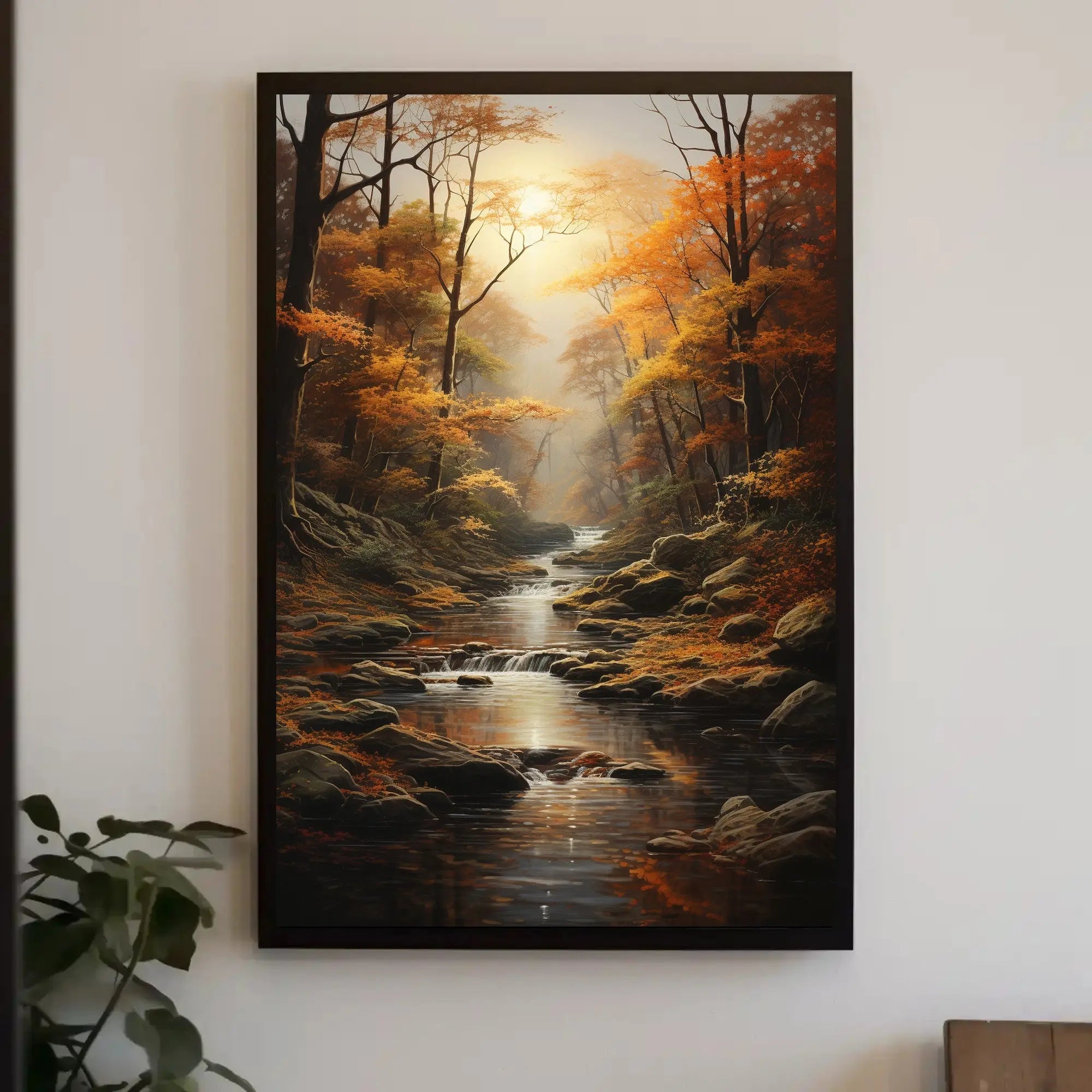 Serene Autumn Forest Realistic Painting Poster PosterGoat