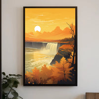Serene Autumn Waterfall Scene in National Park Poster PosterGoat