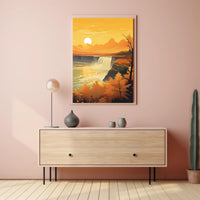 Serene Autumn Waterfall Scene in National Park Poster PosterGoat