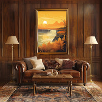 Serene Autumn Waterfall Scene in National Park Poster PosterGoat