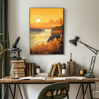 Serene Autumn Waterfall Scene in National Park Poster PosterGoat