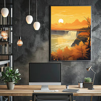 Serene Autumn Waterfall Scene in National Park Poster PosterGoat