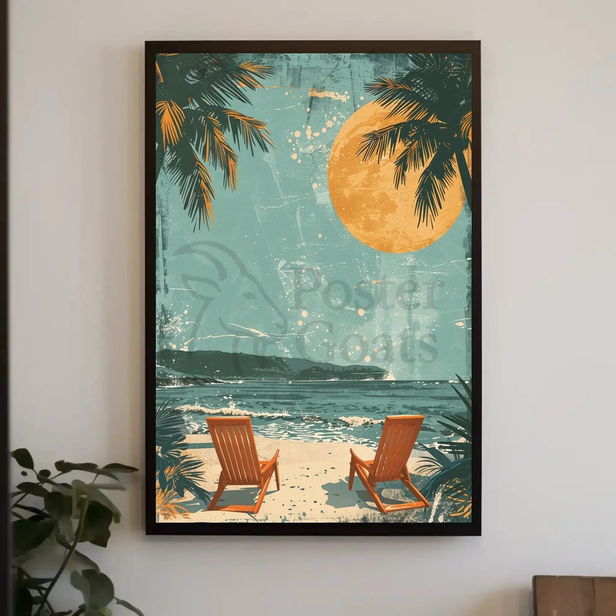 Serene Beach Retreat Vintage Travel Poster PosterGoat