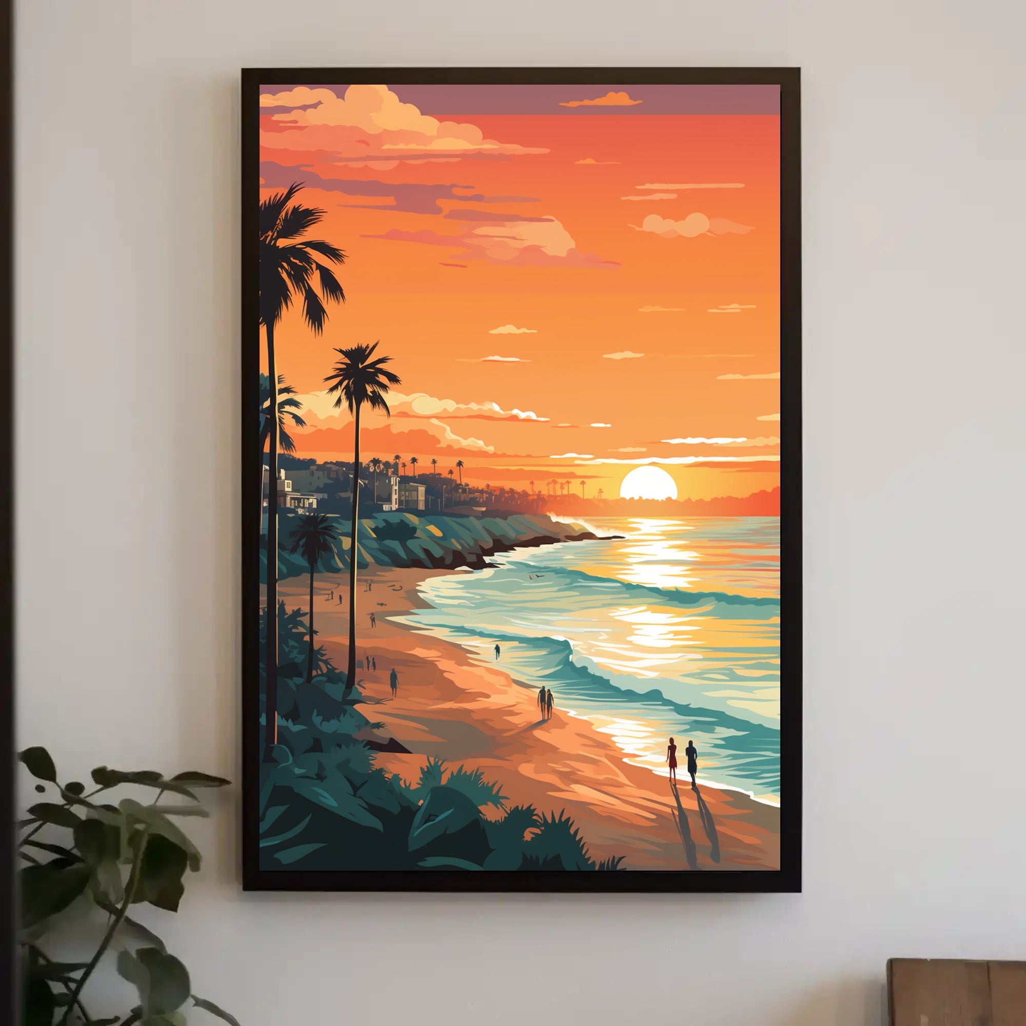Serene Beach Sunset in Coastal Relaxation Poster PosterGoat