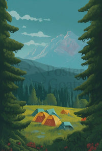 Serene Camping Harmony in Nature National Park Poster PosterGoat