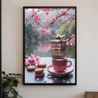 Serene Cherry Blossom Landscape Asian Cultural Heritage Poster PosterGoat