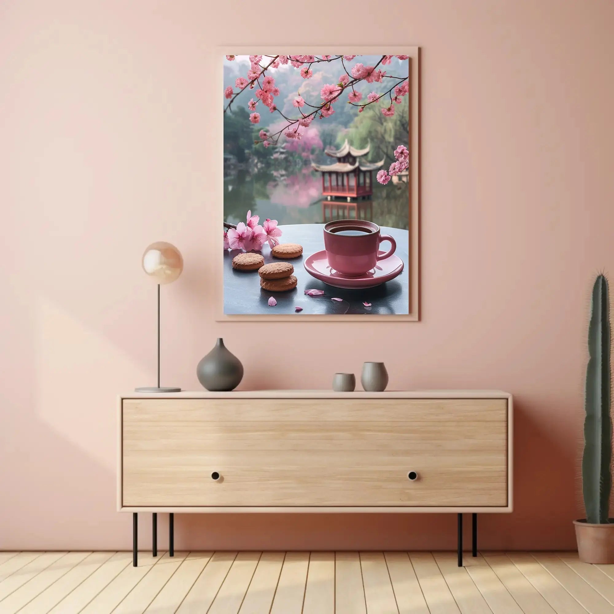 Serene Cherry Blossom Landscape Asian Cultural Heritage Poster PosterGoat